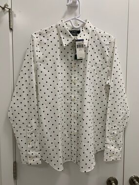 Lauren Ralph Lauren women’s spots 100% cotton long blouse shirt size XL